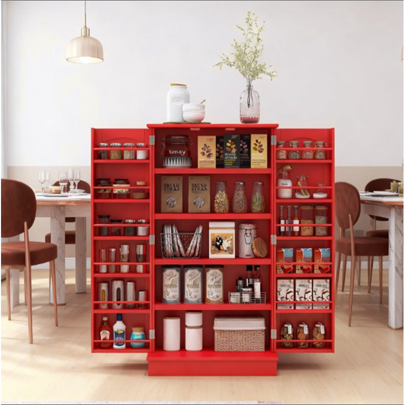 Grande armoire de rangement, armoire de cuisine avec portes doubles et tablettes à 5 niveaux pour la maison