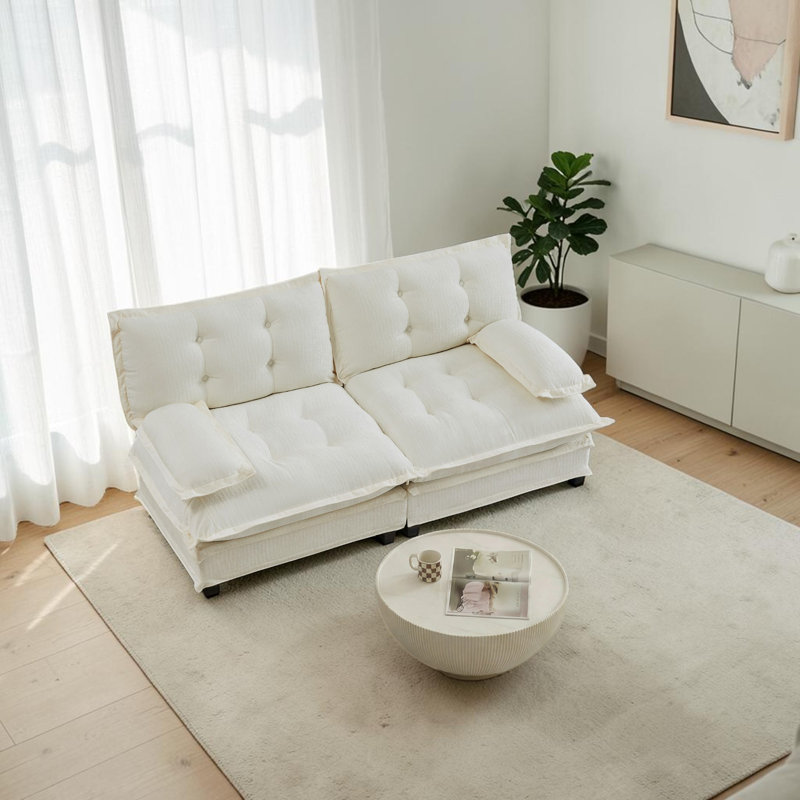 Causeuse en chenille de 77 po Geneveve, canapé modulaire avec coussin en mousse compressée, pour salon, chambre à coucher et appartement