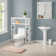 Lund Coventry Over Toilet Open Shelving Unit with Left and Right Side Shelves, Wall Mounted Cabinet with Two Doors and Open Shelf