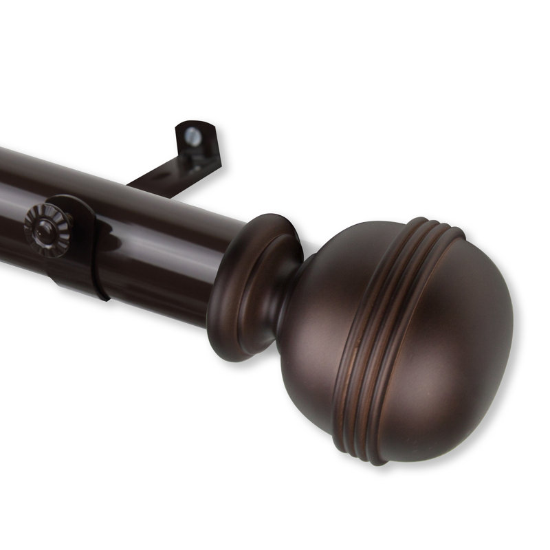 Shuster 1.5" Adjustable Single Curtain Rod, Cacao, l 66 po à 115 po