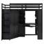 Lit mezzanine simple avec bureau, grande armoire, plateau à clavier coulissant, station de charge et double projecteur - noir-1768934476