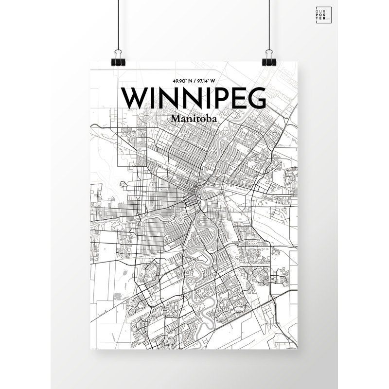 « winnipeg city map », impression, H 27,6 po x l 19,7 po