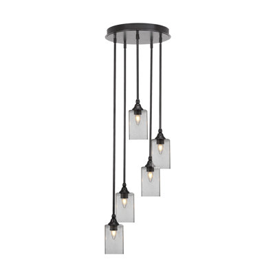 Empire 5 Light Stem Hung Cluster Pendalier Shown With 4" Glass