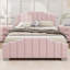 Ensemble de chambre à coucher 3 pièces avec lit plateforme tapissier en velours pour lit grand et 2 tables de chevet à trois tiroirs-1346551966