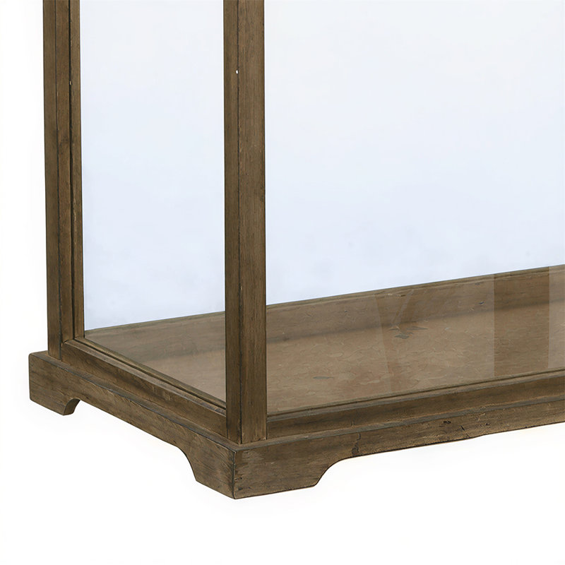Lanternes de table en bois avec plateau en métal doré (ensemble de 2)