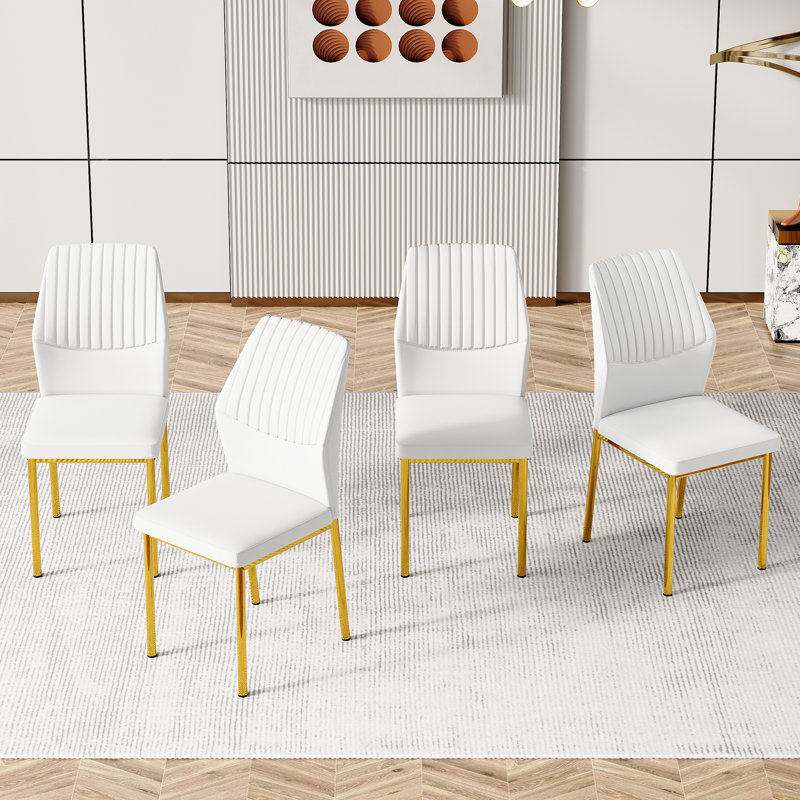 Ensemble de chaises de salle à manger moderne, 4, Doré, Blanc