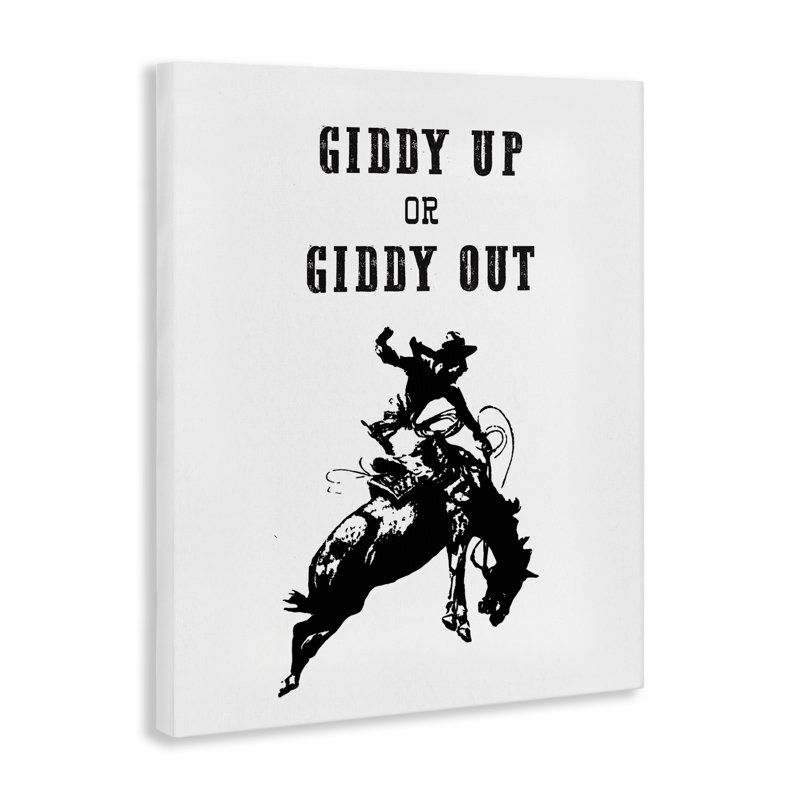 «Giddy Up or Out Cowboy», art mural avec lettres et doublure, H 40 po x l 30 po