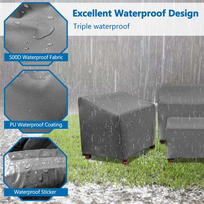 Patio Furniture Set Covers for 4 Piece Outdoor Conversation Set, 31" H x 55" W x 30" D, Gray
