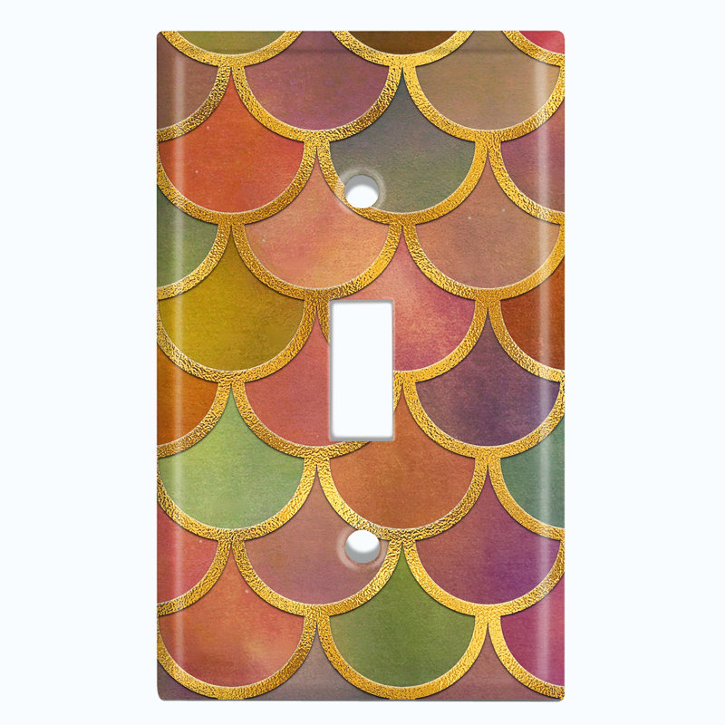 Patterned 1 - Gang Toggle Light Switch Standard Wall Plate, Pink/Green