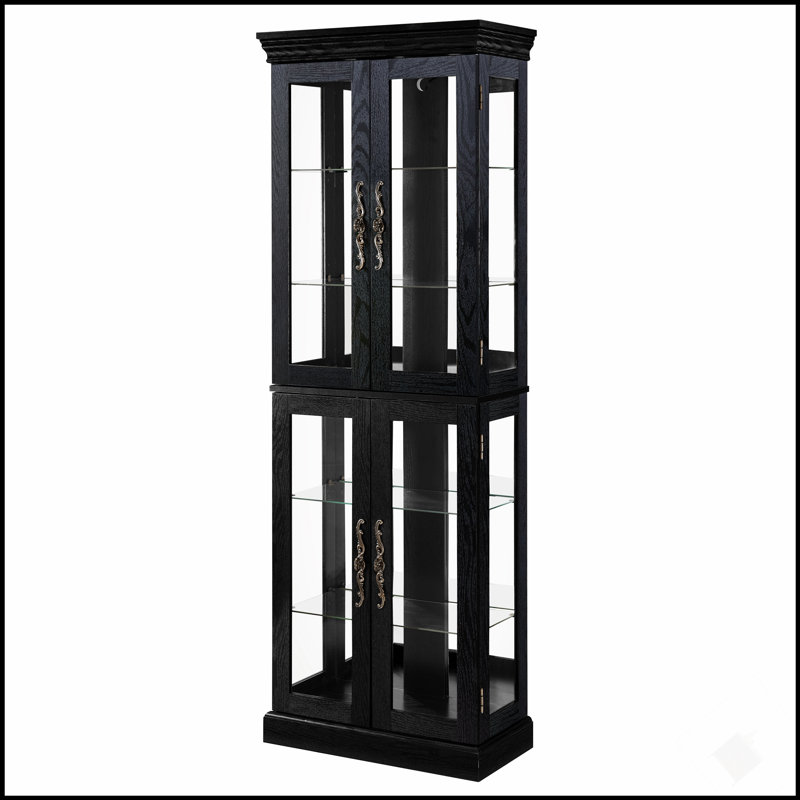Élégante vitrine vitrée éclairée - Rangement à cadre en bois pour le salon, la cuisine et le garde-manger - Ampoule incluse - Idéal pour le vin, les jouets et les objets de collection