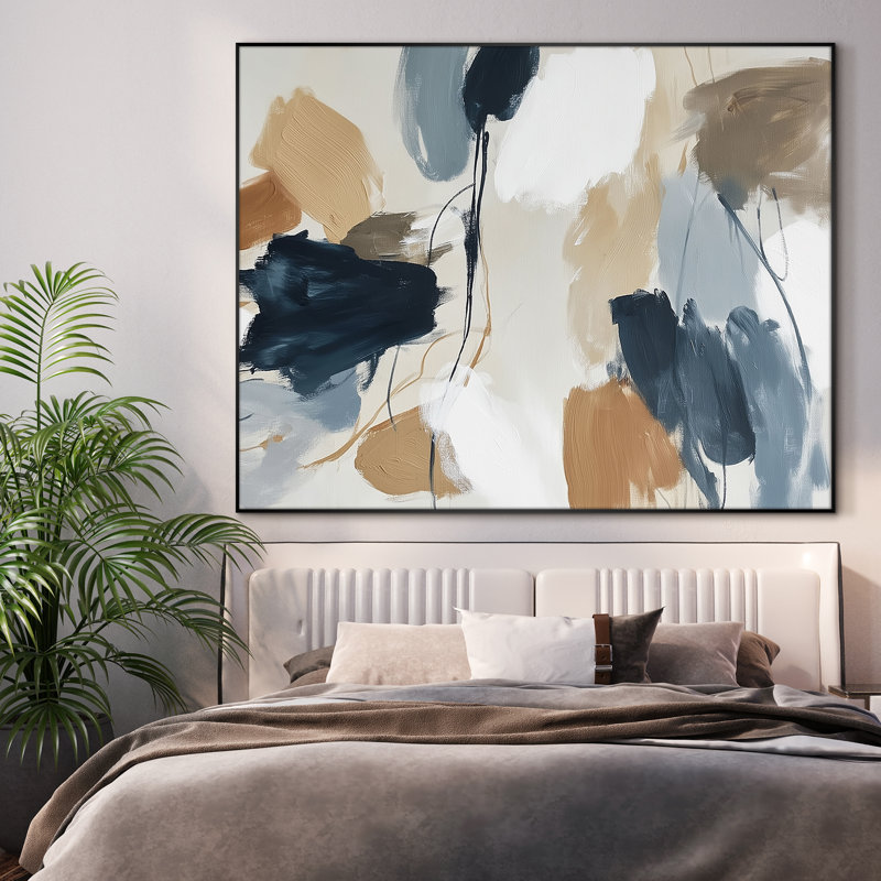 Extra Large Wall Art Fabric Print - Earthy Hue Abstract Art Artwork Decor for Living Room or Bedroom - "Frame Assembly Required (Unfinished Frame)"