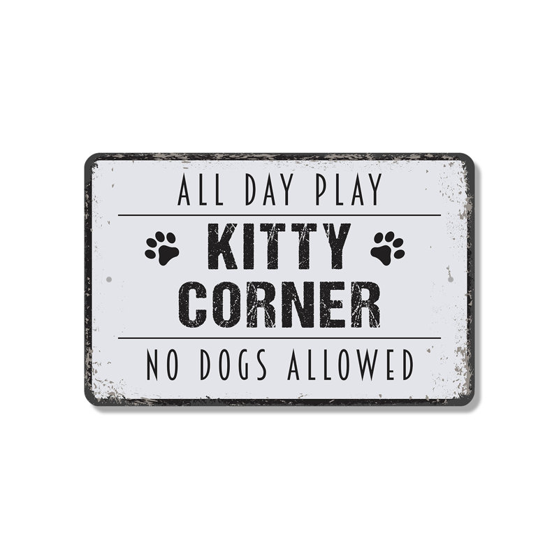 Kitty Corner 10 Inch x 14 Inch Plastic Sign, 10" H x 14" W x 0.1" D