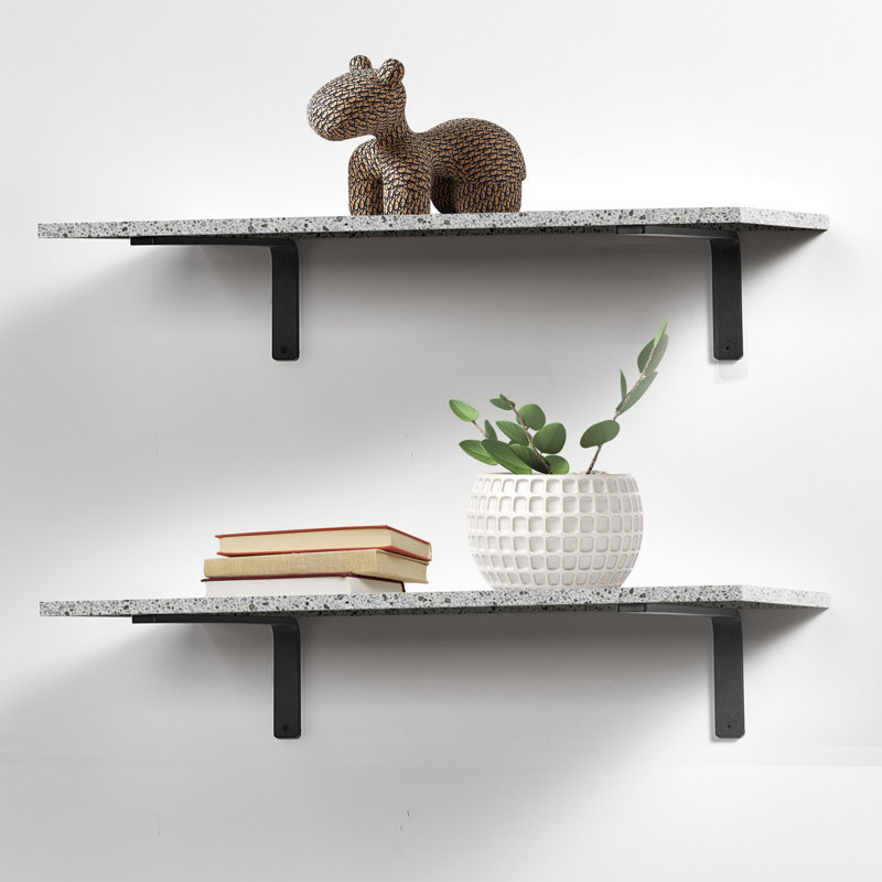 Heavy Duty Matte Black Steel Floating Shelf Brackets, Set of 4