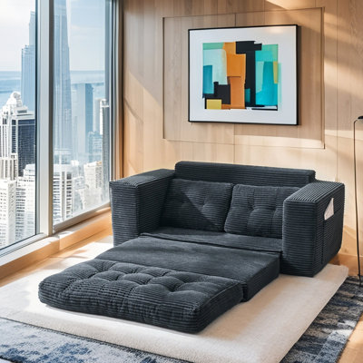 Lit convertible compact avec mousse à mémoire de forme, structure en acier, tissu en velours côtelé, fond antidérapant, pré-assemblé pour les appartements et les petits espaces. 21 espaces de canapé en tissu, appartements, chambre de bureau à domicile