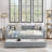 Daybed with trundle - upholstered sofa bed, vertical stripes, linen fabric-1149676573-1149676571