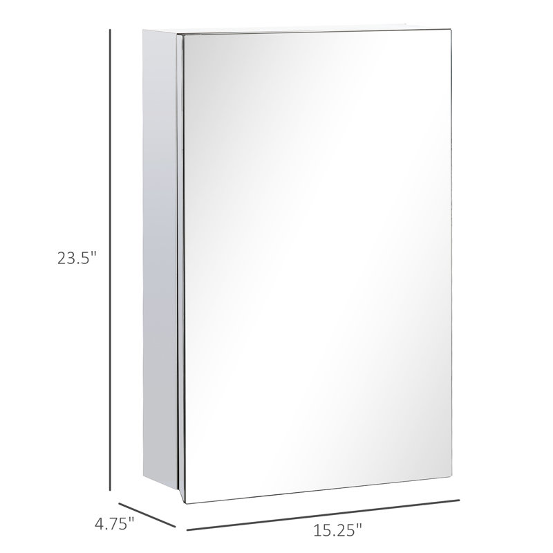 Armoire de miroir de salle de bain 15 "x 24" argentée - Porte à charnières, rangement pour et buanderie