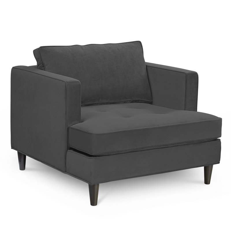 Upholstered Armchair, Bella Asphalt Performance Velvet