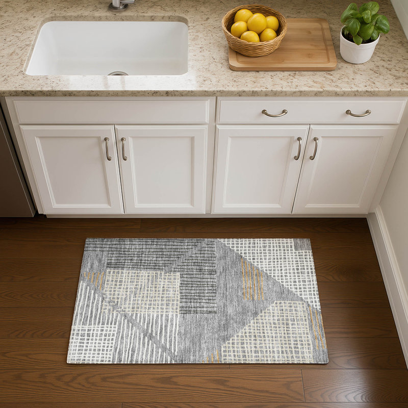 Premium Machine Washable Mayfield AMF2270 Striped Rug, 1'8" x 2'6", Gray