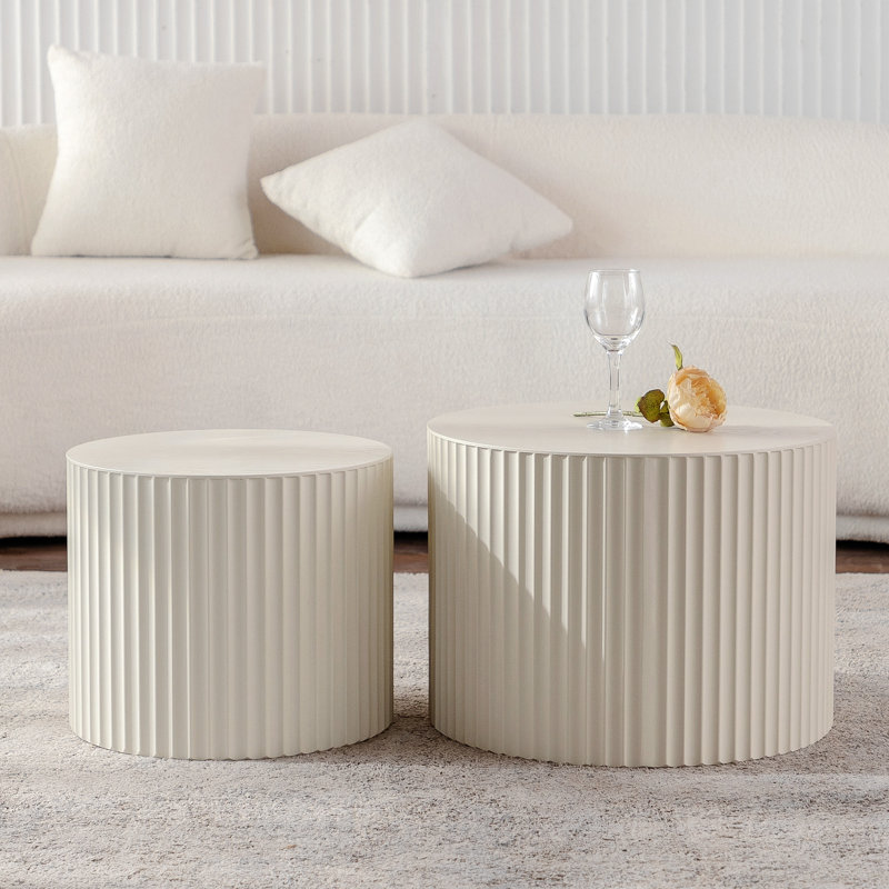 Ensemble de 2 tables basses gigognes Beige