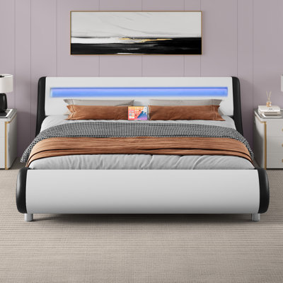Small Double Bed，Upholstered Sleigh Bed