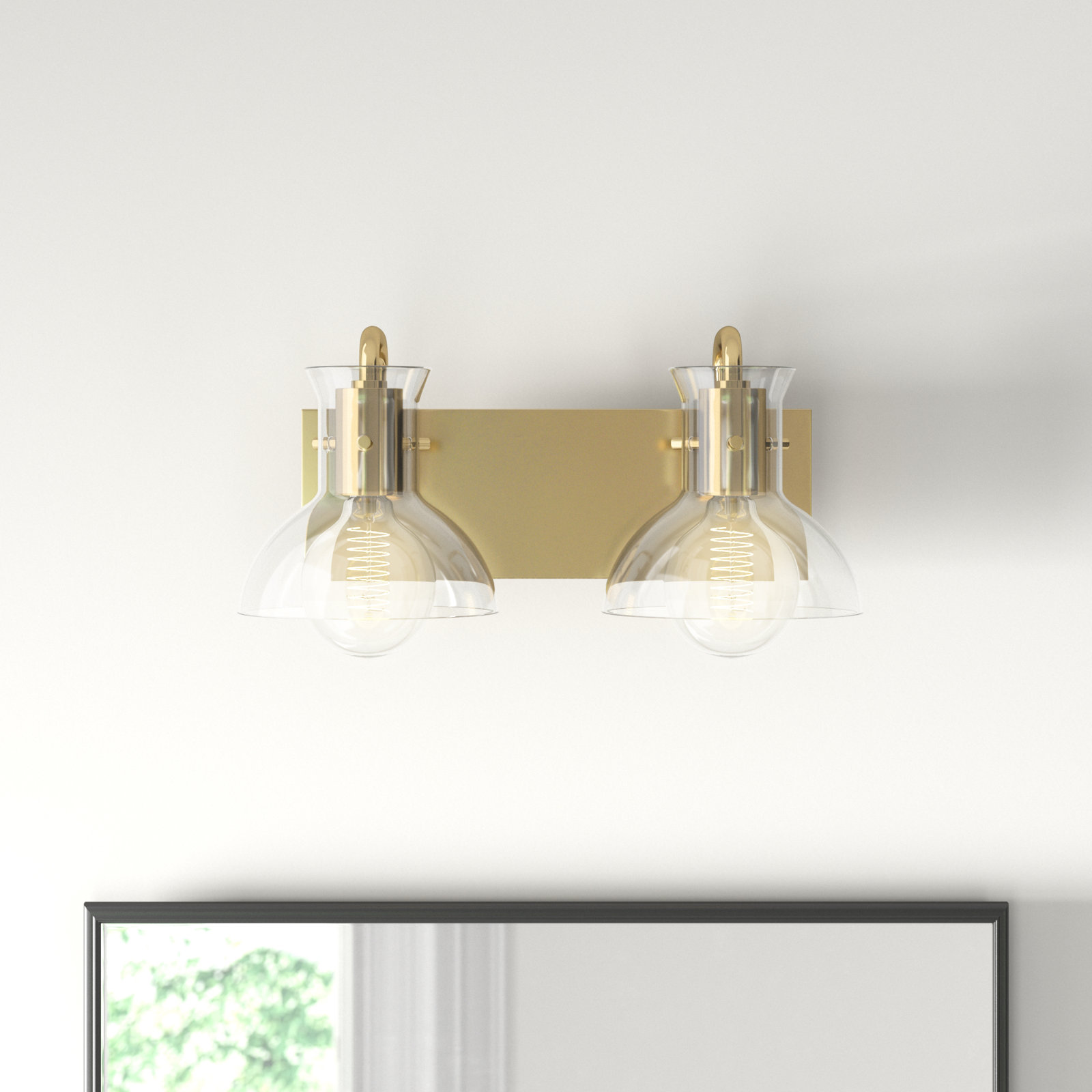 Luke 2 Light Transparent Vanity Light, Aged Brass