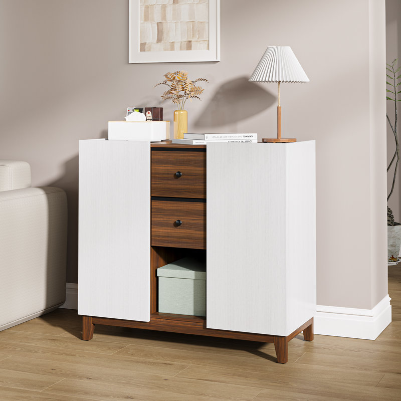 Bathroom Storage Cabinets With Drawers And Doors, Kitchen Storage Cabinet With Adjustable Shelf, Floor Sideboard Buffet Cabinet For Living Room, Kitchen, Hallway, Dining Room, White Walnut