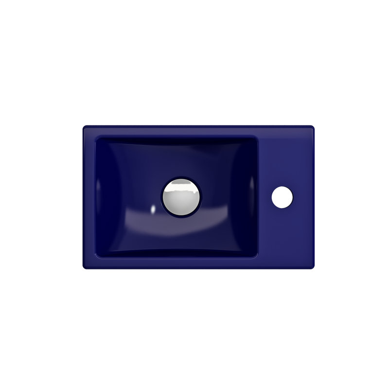 BOCCHI Milano 9.06'' Fireclay Rectangular Bathroom Sink, Sapphire Blue
