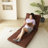 14 - Position Adjustable Reclining , Triple Fold Down, 5 Positions, Brown Fabric, Linen Filler, Metal Frame, With One Throw Pillow For Small Spaces And Travel Down Surface, Filling, Traveling