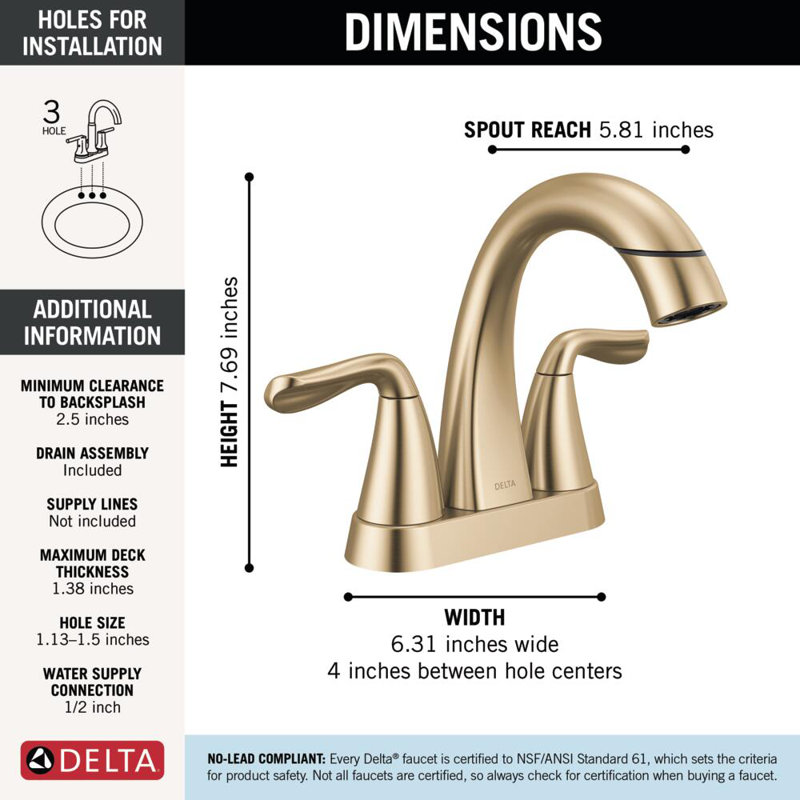 Arvo Two Handle Pull-Down Centerset Bathroom Faucet, Pull Out Sprayer Bathroom Sink Faucet, Champagne Bronze