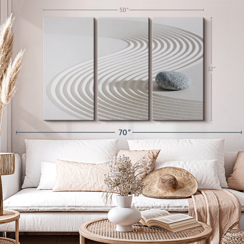 «Zen Stone On Sand» sur toile, H 32 po x l 50 po