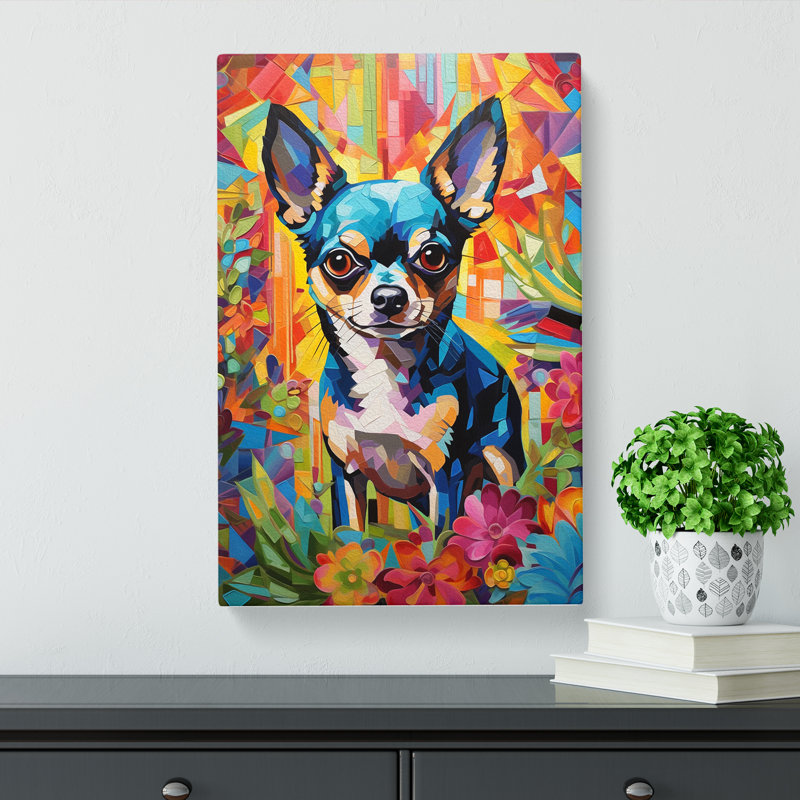 Chihuahua Hard Edge Painting - Wrapped Canvas, 76cm H x 50cm W x 3cm D