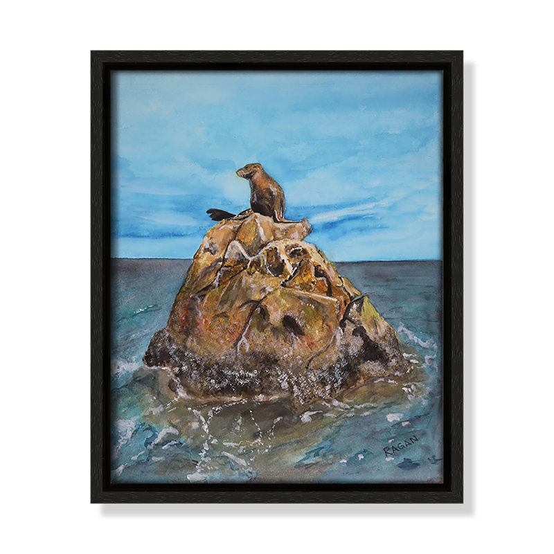 Imprimé Rashebia Seal Rock par Mike Ragan pour, H 11,5 po x l 9,5 po, Espresso