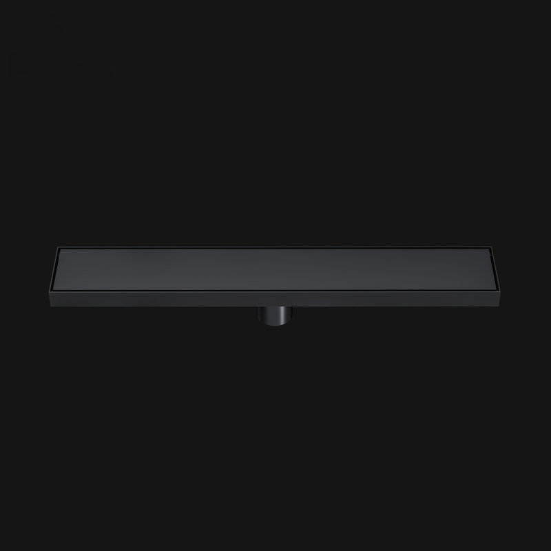 24" Modern Shower Linear Drain Polished Gold, Black