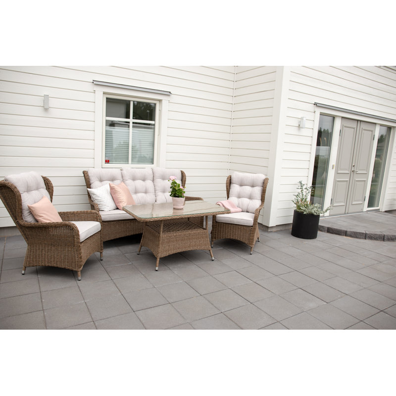 Demarcus 5 Seater Rattan Sofa Set, Natural/Sand