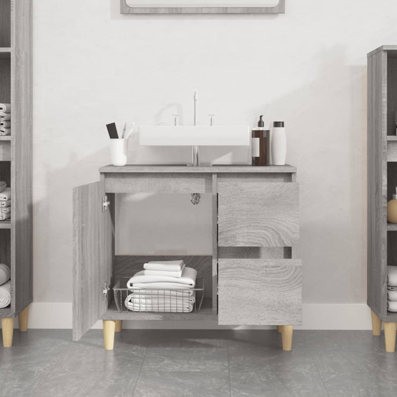 Lakra Bathroom Cabinet 65 x 33 x 60 cm Engineered Wood, Grey Sonoma
