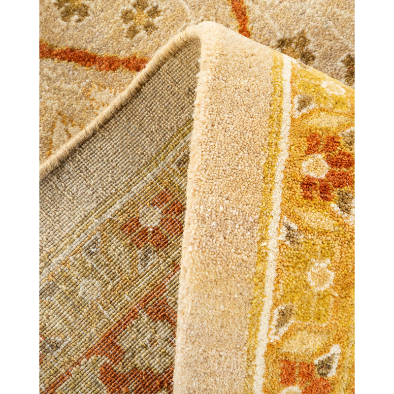 Tapis unique noué à la main sable Keenan 9 pi 2 po x 11 pi 10 po