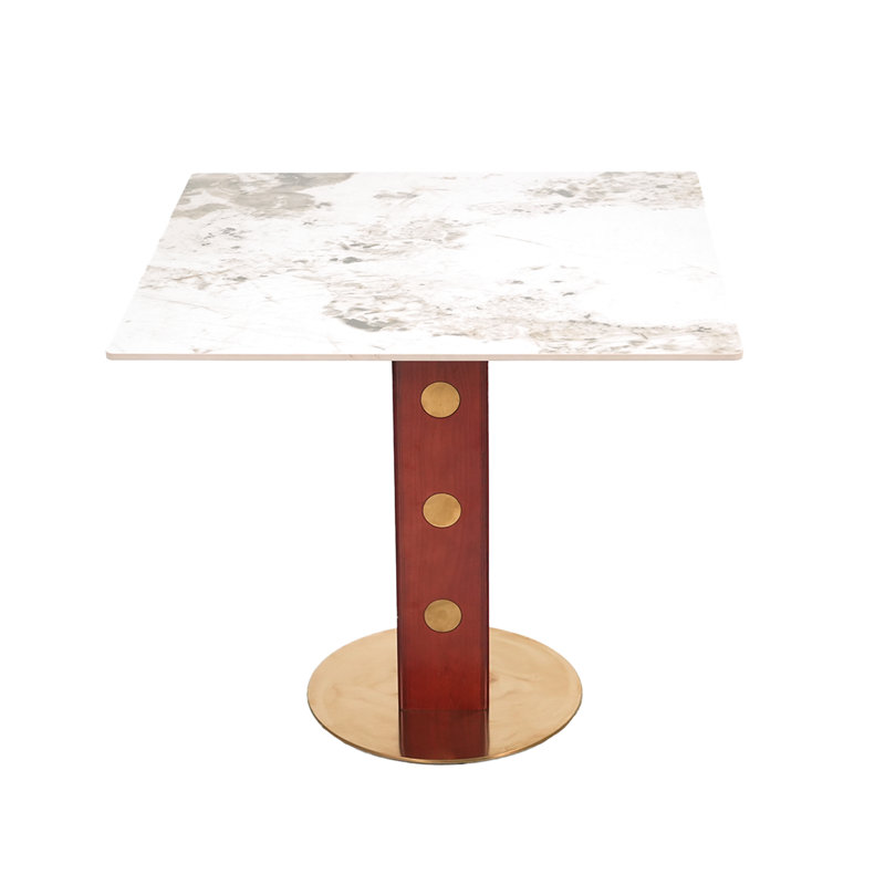 Table carrée en pierre frittée 33,5 po Modern Modern, White