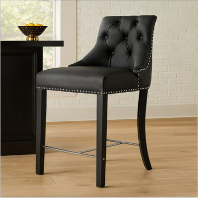 Brogdon Upholstered Bar Stool with Solid Wood Frame