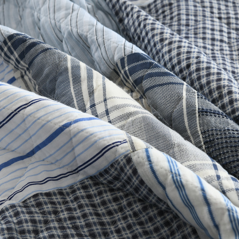 Ensemble de courtepointe en patchwork 3 pièces 100 % coton, couvre-lit brodé avec de véritables points de couture, réversible, léger et respirant pour toutes les saisons, doux et matelassé, avec 2 taies d'oreiller, taille Queen