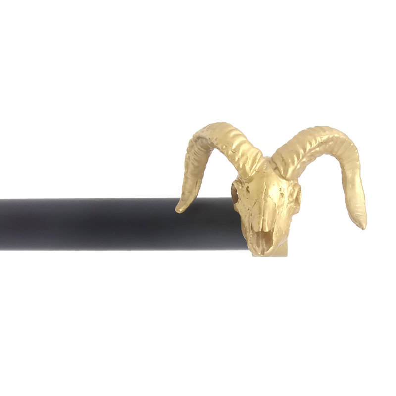 Tringle à rideaux simple Ram Skull Drapery, H 1 po x l 48 po x P 1 po, Doré / Noir