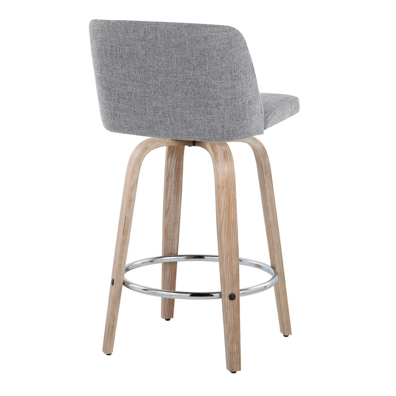 Tabouret de comptoir contemporain, Gris clair, Natural/Silver