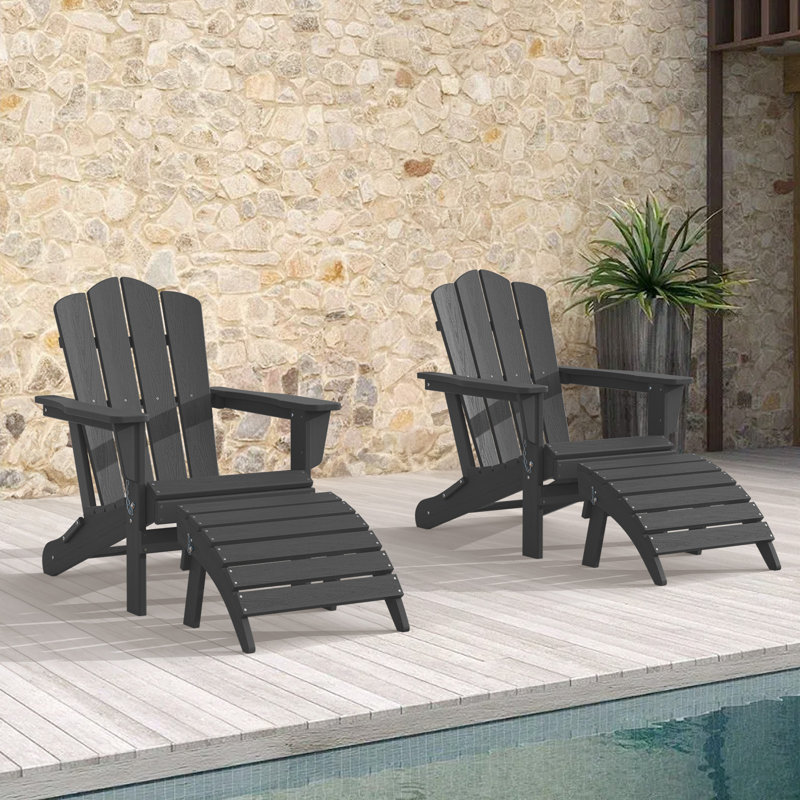 Wolak Classic Outdoor Adirondack Folding Ottoman, Grey