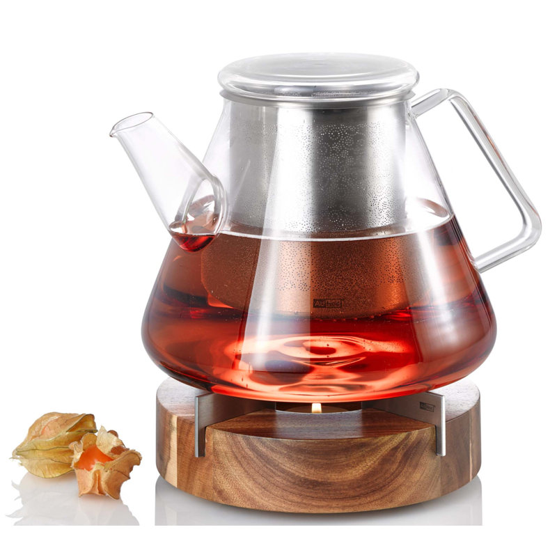 AdHoc Acacia and Stainless Steel Teapot and Food Warmer
