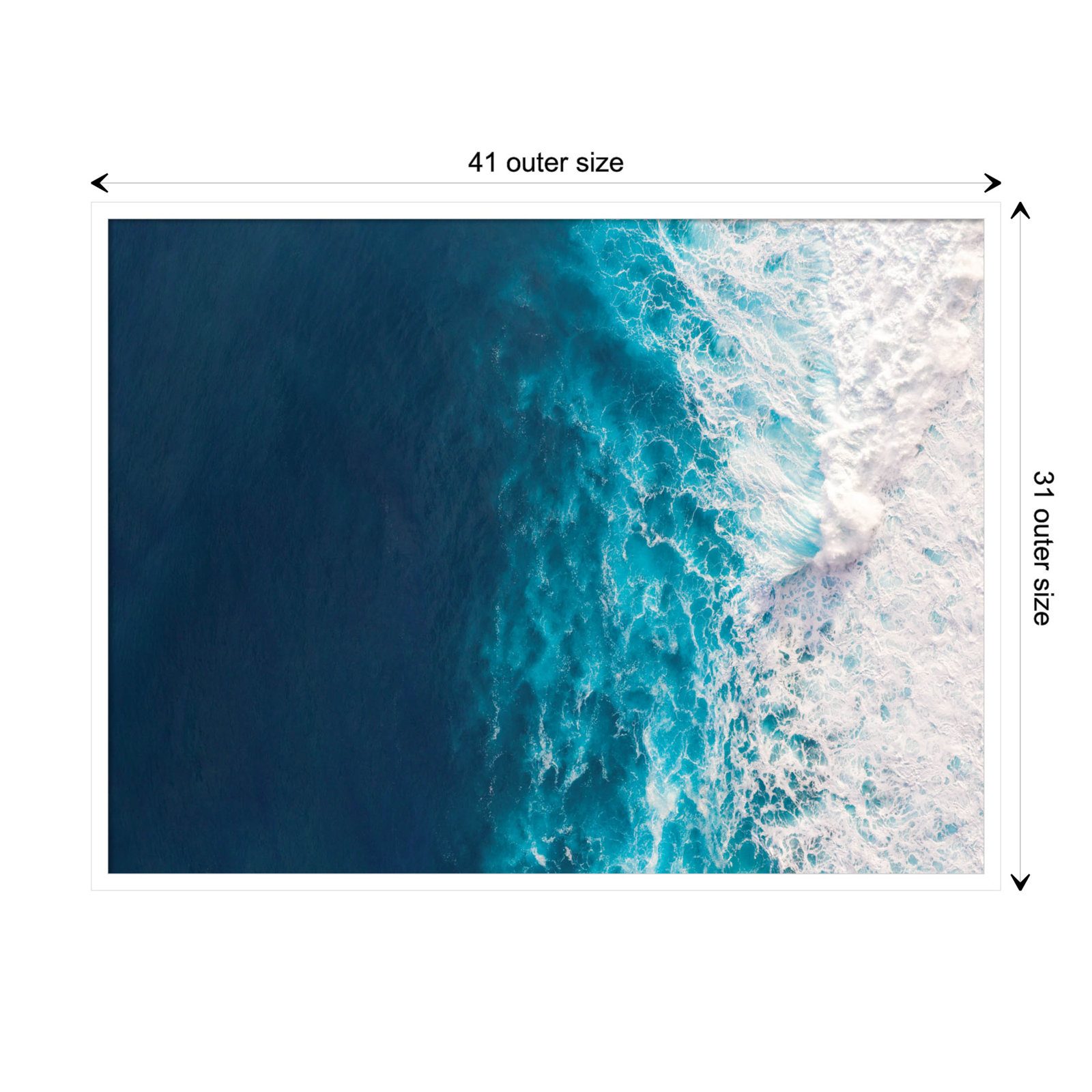 Seascape of Splashing Waves Print, 31" H x 41" W x 1" D, White