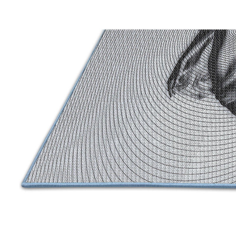 Tapis gris/zone noire à motifs, Rectangle 8 pi x 10 pi