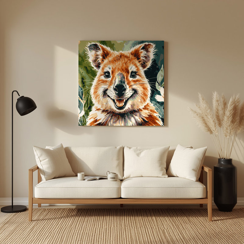 Faune, art mural beige en métal Quokka, H 32 po x l 32 po