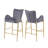 28.75Inch Counter Height Bar Stools Set Of 2, Bar Height Arm Chairs, Velvet Fabric Stools With Golden Legs And Footrests,Gray-864829278