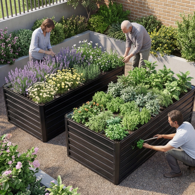 Ensemble de 2 lits de jardin surélevés en métal galvanisé 6 x 3 x 2 pi, boîtes à fleurs en acier de couleur antirouille pour légumes, herbes et fleurs d'extérieur
