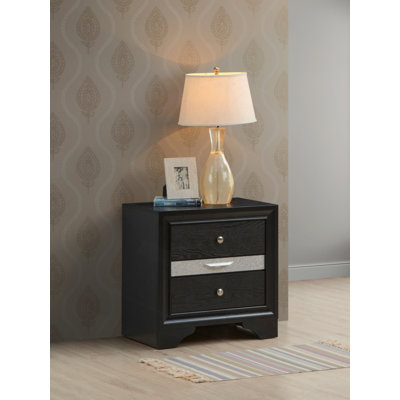 Madrid 3 Drawer Nightstand Black