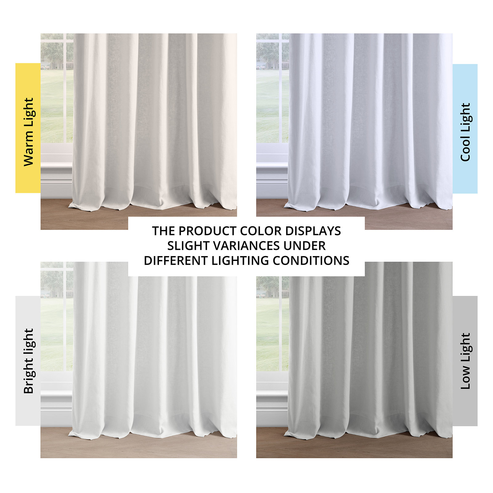 Briella French Linen Room Darkening Curtain, Crisp White, 50" W x 108" L
